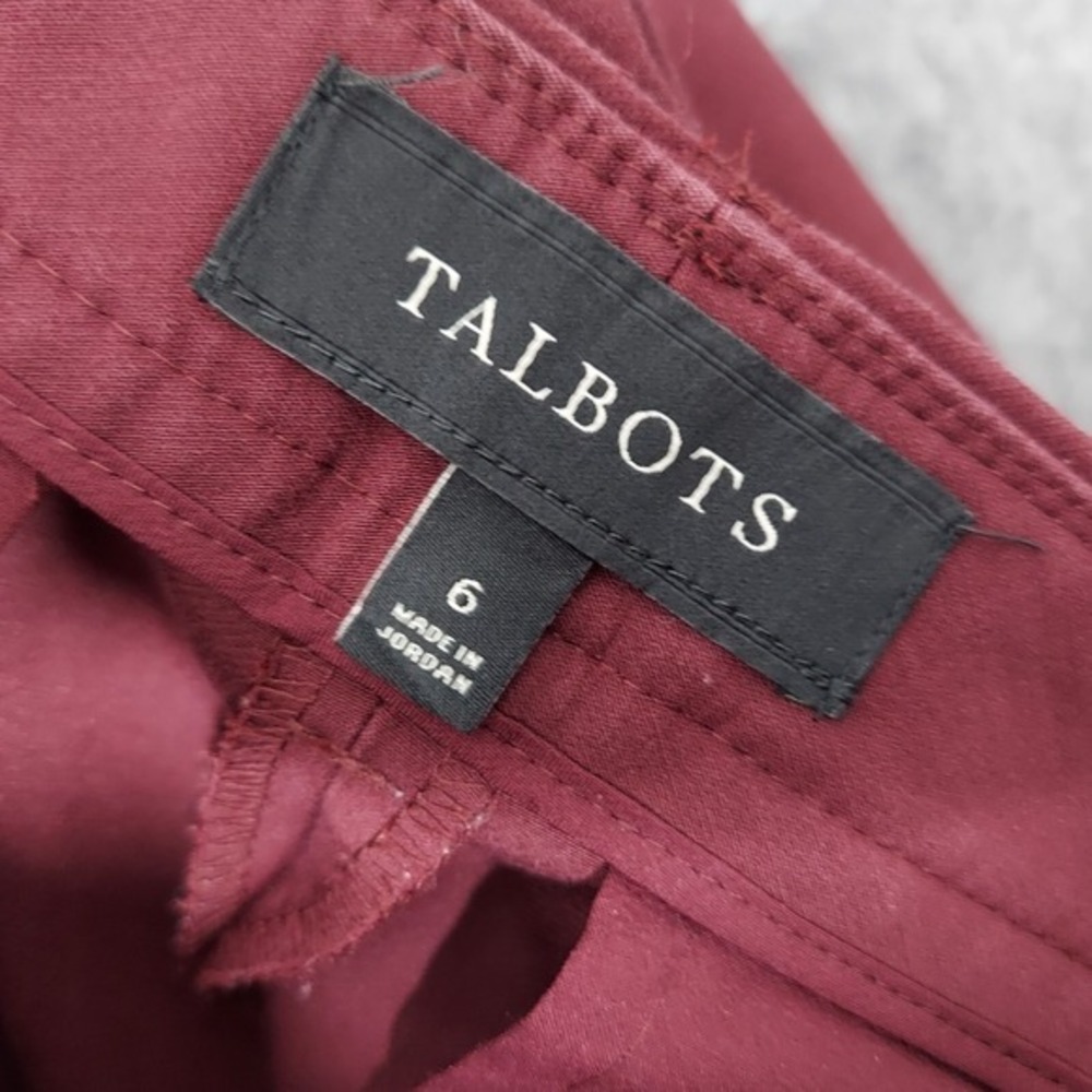 Talbots Pants 6 Burgundy Nautical Sailor Skipper Marine Crop Wide Leg Button - Picture 8 of 9